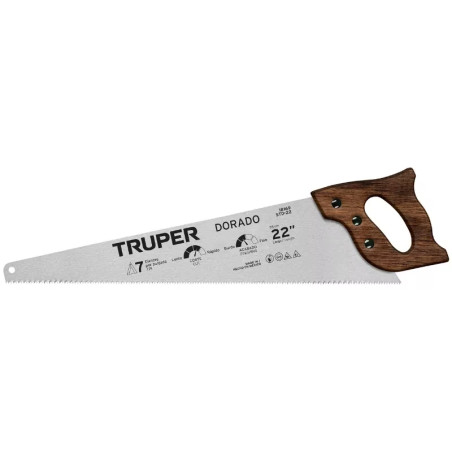 Serrucho Dorado 22" Espesor 0.8mm, DPP 7 en acero alto carbono templado, STD-22 18169 Truper