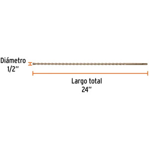Brocas SDS Plus 1/2" x24" Concreto, Truper 101147