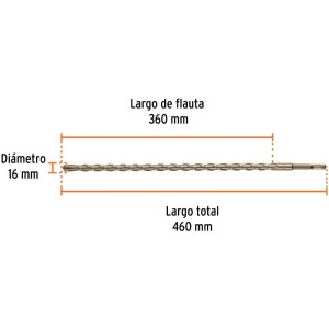 Brocas SDS Plus 16mm x460mm Concreto Truper 101206