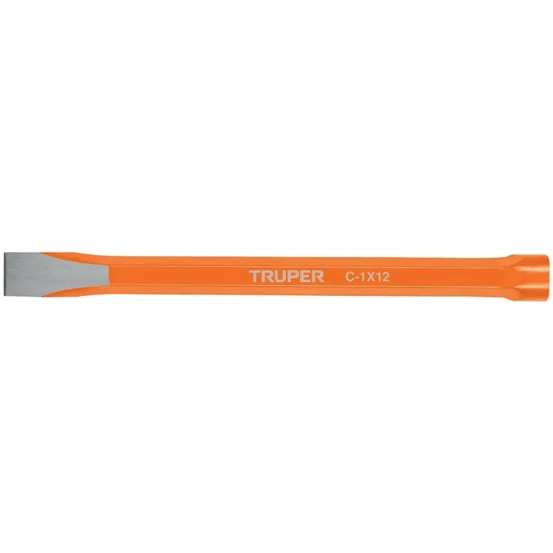 Cincel Plano 12" Cuña 1", Acero al cromo Vanadio, Cabeza grande, C-1X12 12166 Truper