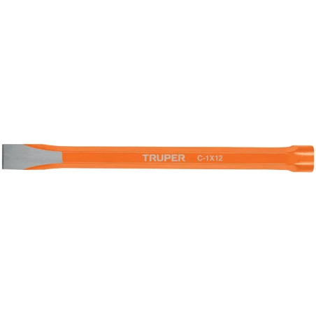 Cincel Plano 12" Cuña 1", Acero al cromo Vanadio, Cabeza grande, C-1X12 12166 Truper