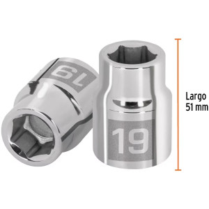 Dados 19mm E3/4 Hexagonales CrVanadio, Truper 14965