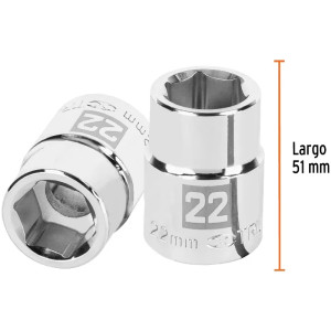 Dados 22mm E3/4 Hexagonales CrVanadio, Truper 14969
