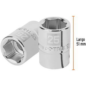 Dados 25mm E3/4 Hexagonales CrVanadio, Truper 14973