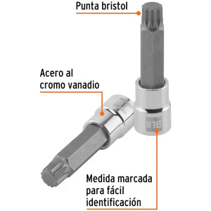 Dados Punta Bristol M16 E1/2 Plarga CrVanadio Truper 101304