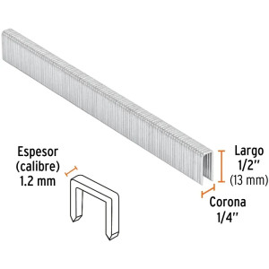 Grapas Corona 1/4" Calibre 18 L13mm Engrapadora Neumatica C5000u Truper 18270