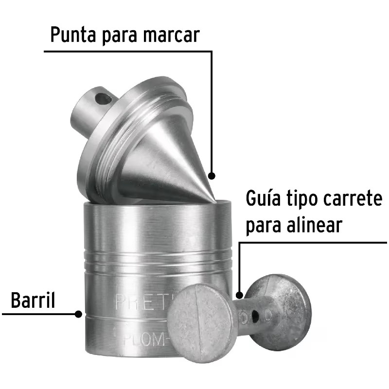 Plomada Metalica con Centro 340g, Para Uso en plomeria y construccion, PLOM-3Z 22463 Pretul