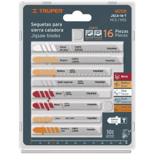 Juego de 16 Seguetas, Zanco T, para cortes en metales plastico y aluminio, JSCA-16-T 16705 Truper