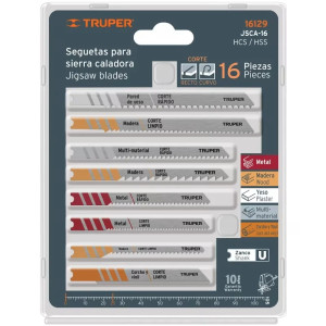 Juego de 16 Seguetas, Zanco U, para cortes en metales plastico y aluminio, JSCA-16 16129 Truper