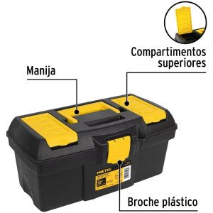 Caja para Herramientas Plastica Largo 16", Ancho 8", Alto 7 1/2", Peso 0.9kg, CHP-16CP 20603 Pretul