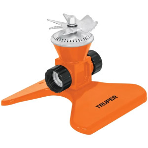 Aspersor Base de Acero con Aspas Giratorias 3/4", Alcance 4.25m, 2 Conexión en serie, Area 360, 50 PSI, Truper 10329
