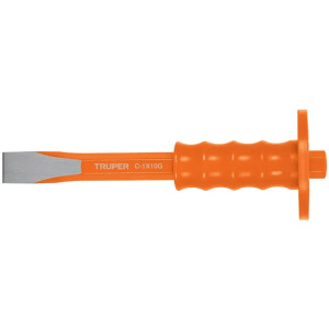 Cincel Plano 10" Cuña 1" con Grip, acero al cromo vanadio, protege la mano, C-1X10G 12273 Truper