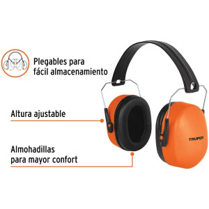 Protector Auditivo con Orejera Plegable, con almohadilla para mayor confort, Reduccion de Ruido 23db, OAJ-X 14007 Truper
