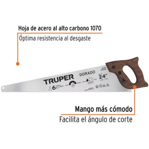 Serrucho Dorado 24" Espesor 0.8mm, DPP 7 en acero alto carbono templado, STD-24 18170 Truper