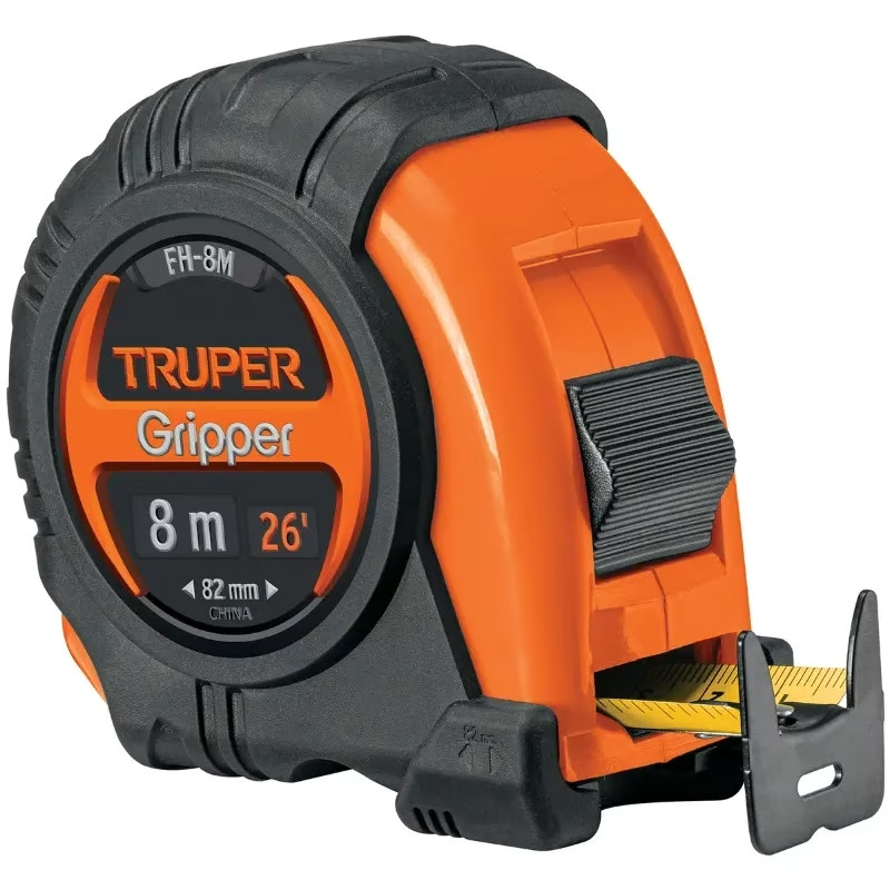 Wincha Flexometro Gripper 8 Metros, contra impacto TPR, carcasa ABS, FH-8M 14579 Truper