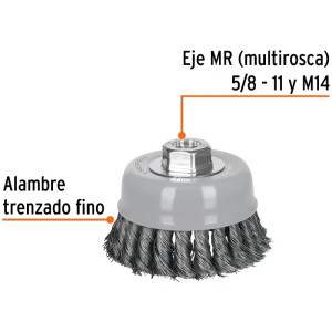 Cardas Copa 4" Trenzado Fino MultiRosca Truper 100852
