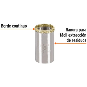 Sierra de copa 7/8" o 22.2mm, con borde de diamante, alto rendimiento, cortes finos y rapidos, COAZ-7/8 17125 Truper