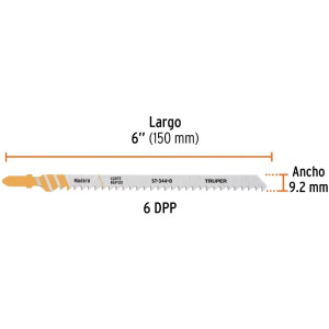 Seguetas T 6DPP x145mm HCS CortesRapido Madera 5Piezas Caladoras Truper 103046