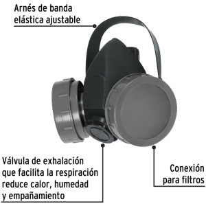 Respirador 2 Filtros Sin Cartuchos incluye Valvula de Exhalacion, Bandas Elasticas Ajustable, RES-2-P 23391 Pretul