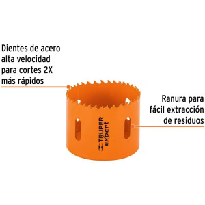Sierra de copa Bimetalicas 2 1/2" o 63.5mm, dientes de acero alta velocidad, Para metal y Madera, COBI-2-1/2 18119 Truper