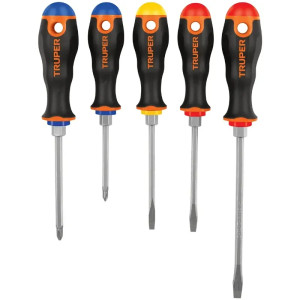 Juego Desarmadores 5 Pza 3/16 1/4" ComfortGrip Truper 14138
