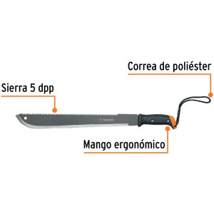 Machetes 18" UsoLigero Doble Filo ConfortGrip, Sierra y Machete Truper 15893