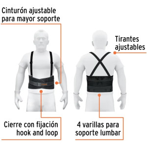 Faja con Tirantes y Cinturon ajustable Talla CH 28-32, cierre con velcro, FAJA-SX 10955 Truper