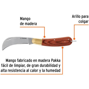 Navaja Abatible Universal 8", acero inoxidable, Mango de Madera, NEL-8 18539 Truper