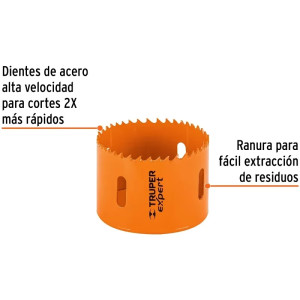 Sierra de copa Bimetalicas 2 3/4" o 69.8mm, dientes de acero alta velocidad, Para metal y Madera, COBI-2-3/4 18120 Truper