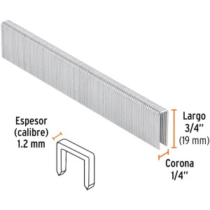 Grapas Corona 1/4" Calibre 18 L19mm Engrapadora Neumatica C5000u Truper 18272