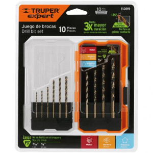 Juego de Brocas para metal 10 Piezas de Alta Velocidad Turbo Steel, JBAV-10 11399 Truper