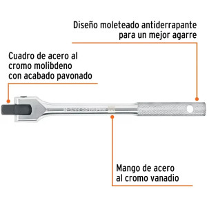 Palanca Articulada, encastre 1/2" Largo 10", en acero al cromo vanadio, M-1266 13922 Truper
