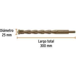 Brocas Concreto 25mm x 300mm ZP3 Ctungsteno Truper 102360