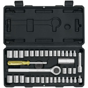 Juego de dados 39 Piezas Mixto con Estuche de Plastico, Encastre 1/4" 3/8", SET-39 24220 Pretul