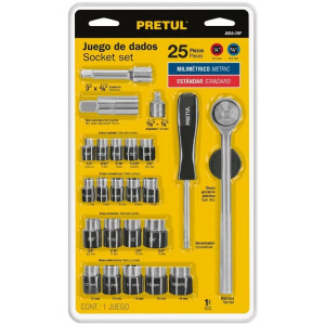 Juego de herramientas 25 Piezas, Encastre 1/4" y 3/8", JUDA-29P 23974 Pretul