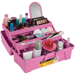 Cajas para Cosmeticos 14" 36x18x18cm 2Bandejas Deslizable Rosa Morado, Pretul 25052