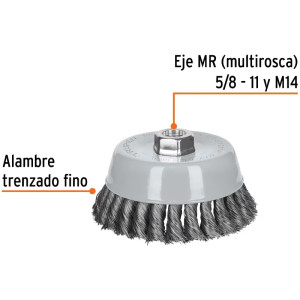 Cardas Copa 5" Trenzado Fino MultiRosca Truper 100853