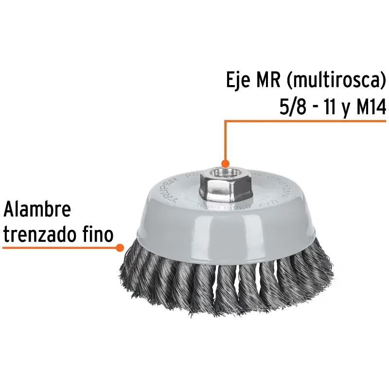 Cardas Copa 5" Trenzado Fino MultiRosca Truper 100853