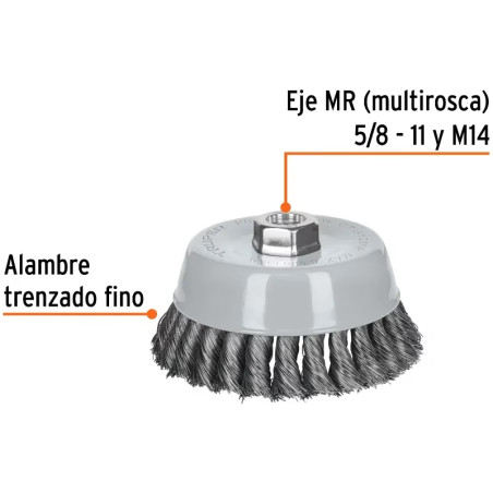 Cardas Copa 5" Trenzado Fino MultiRosca Truper 100853
