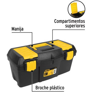 Caja para Herramientas Plastica Largo 19", Ancho 8 5/8", Alto 8 1/2", Peso 1.3kg, CHP-19CP 20604 Pretul