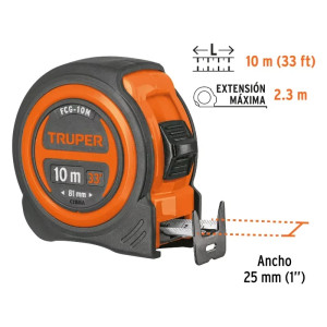 Winchas Flexometro Compactas 10M MedicionAmbosLados TPR ABS Truper 102332