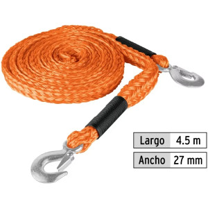 Cuerda Soga para Remolque 4.5m x27mm con Gancho 2000kg, Truper CREM-7/8X45 18346