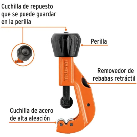 Cortador de Tubo de Cobre Apertura 1 1/4", Incluye Cuchilla de Repuesto, COTA-32 12856 Truper