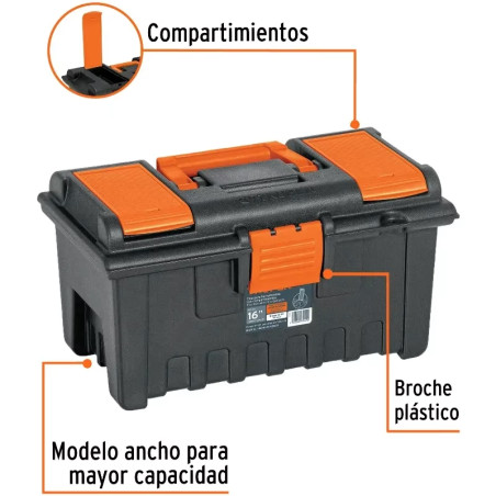 Cajas para Herramientas 16" 40x23x22cm inc. Charola, Truper 11141
