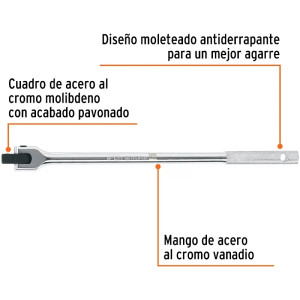 Palanca Articulada, encastre 1/2" Largo 15", en acero al cromo vanadio, M-1267 13923 Truper