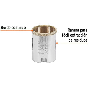 Sierra de copa 1 1/4" o 31.7mm, con borde de diamante, alto rendimiento, cortes finos y rapidos, COAZ-1-1/4 17128 Truper