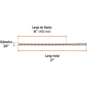Brocas SDS Max 3/4" x21" Concreto Truper 101436