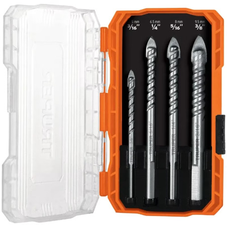 Juego de Brocas para Vidrios y Azulejos 4 Piezas Carburo de Tungsteno CEstuche, Truper 101841