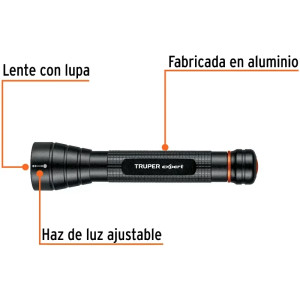 Linternas LED 235lm AltaPotencia 100m 5.5H 2PilasAA Aluminio Truper 18800