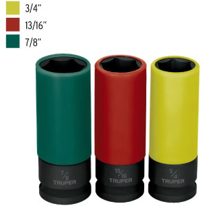 Juego de Dados Impacto 3u PulgadasTubulares Cproteccion Polipropileno Truper 100941